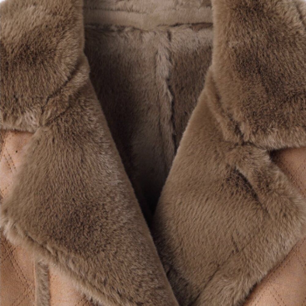 Oversized Brown Suede Aviator Coat - Picture 6 of 9